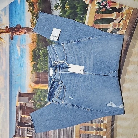 Good American Good Legs Crop Distressed Raw Hem‎ Jeans Size 4/27 NWT - Picture 1 of 7